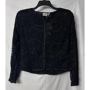 NWT Chicos City Swirl Genevieve Womens‎ Black Lightweight Silk Jacket Top Size 1